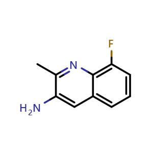 Chemical structure of 8-Fluoro-2-methylquinolin-3-amine , CAS 1259519-93-1, AChemBlock X195843