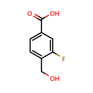 Chemical structure of 3-Fluoro-4-(hydroxymethyl)benzoic acid , CAS 214554-16-2, AChemBlock X195854