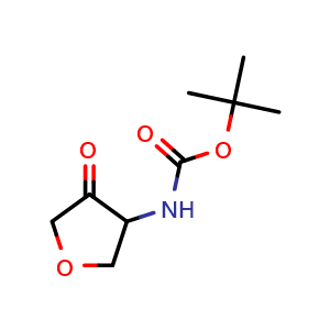 Chemical structure of tert-butyl (4-oxotetrahydrofuran-3-yl)carbamate , CAS 1414975-77-1, AChemBlock X195872