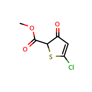 Chemical structure of methyl 5-chloro-3-oxo-2,3-dihydrothiophene-2-carboxylate , CAS 953092-76-7, AChemBlock X195894