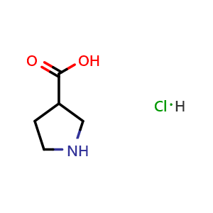 Chemical structure of Pyrrolidine-3-carboxylic acid hydrochloride , CAS 953079-94-2, AChemBlock X195895