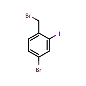 Chemical structure of 4-Bromo-2-iodobenzyl bromide , CAS 885681-96-9, AChemBlock X195908