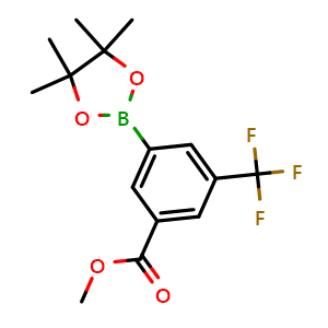 Chemical structure of Methyl 3-(4,4,5,5-tetramethyl-1,3,2-dioxaborolan-2-yl)-5-(trifluoromethyl)benzoate , CAS 1150271-61-6, AChemBlock X195909