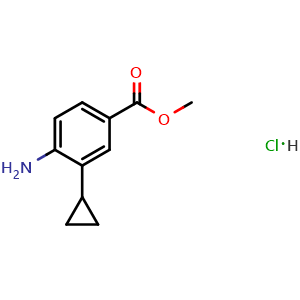 Chemical structure of Methyl 4-amino-3-cyclopropylbenzoate hydrochloride , CAS 2044702-51-2, AChemBlock X195948
