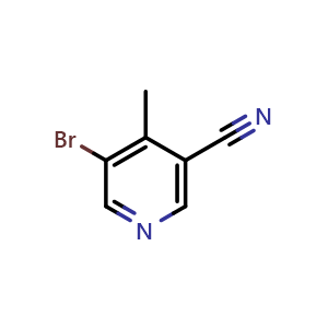 Chemical structure of 5-Bromo-4-methylnicotinonitrile , CAS 890092-52-1, AChemBlock X195972