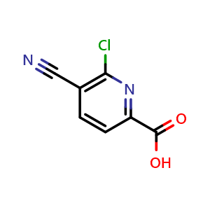 Chemical structure of 6-Chloro-5-cyanopicolinic acid , CAS 53234-56-3, AChemBlock X195975