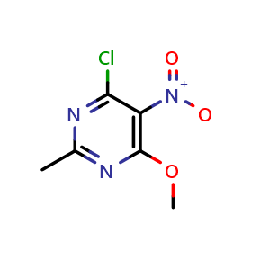 Chemical structure of 4-Chloro-6-methoxy-2-methyl-5-nitropyrimidine , CAS 60331-15-9, AChemBlock X195979