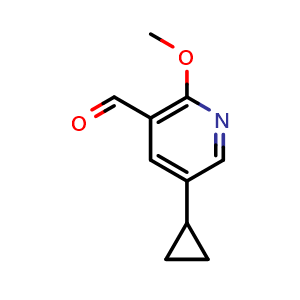 Chemical structure of 5-Cyclopropyl-2-methoxynicotinaldehyde , CAS 888499-98-7, AChemBlock X195985