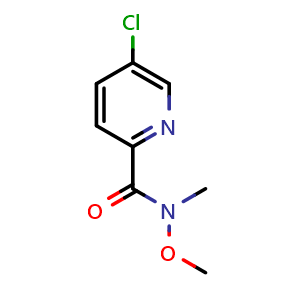 Chemical structure of 5-Chloro-N-methoxy-N-methylpicolinamide , CAS 342601-76-7, AChemBlock X196040