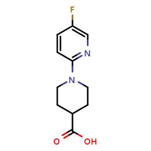 Chemical structure of 1-(5-Fluoropyridin-2-yl)piperidine-4-carboxylic acid , CAS 1256792-14-9, AChemBlock X196045