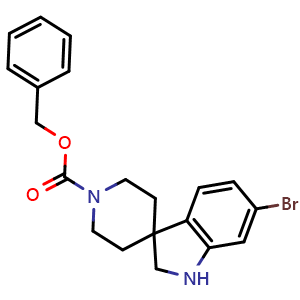 Chemical structure of Benzyl 6-bromo-1,2-dihydrospiro[indole-3,4'-piperidine]-1'-carboxylate , CAS 473737-32-5, AChemBlock X196058