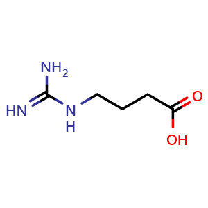 Chemical structure of 4-Guanidinobutanoic acid , CAS 463-00-3, AChemBlock X196075