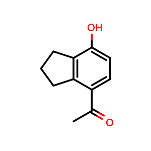 Chemical structure of 1-(7-Hydroxy-2,3-dihydro-1H-inden-4-yl)ethanone , CAS 28179-01-3, AChemBlock X196086