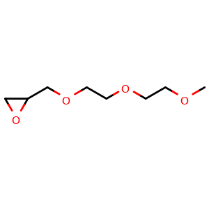 Chemical structure of 2-((2-(2-methoxyethoxy)ethoxy)methyl)oxirane , CAS 71712-93-1, AChemBlock X196147