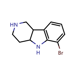 Chemical structure of 6-Bromo-2,3,4,4a,5,9b-hexahydro-1H-pyrido[4,3-b]indole , CAS 1059630-12-4, AChemBlock X196156