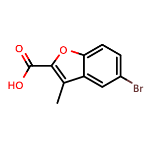 Chemical structure of 5-Bromo-3-methylbenzofuran-2-carboxylic acid , CAS 50638-08-9, AChemBlock X196157