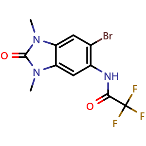 Chemical structure of N-(6-Bromo-1,3-dimethyl-2-oxo-2,3-dihydro-1H-benzo[d]imidazol-5-yl)-2,2,2-trifluoroacetamide , CAS 1800477-31-9, AChemBlock X196180