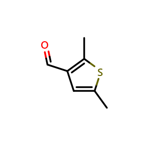 Chemical structure of 2,5-Dimethylthiophene-3-carbaldehyde , CAS 26421-44-3, AChemBlock X196195
