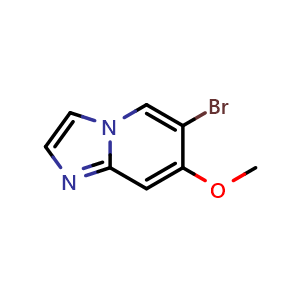 Chemical structure of 6-Bromo-7-methoxyimidazo[1,2-a]pyridine , CAS 1427446-76-1, AChemBlock X196207