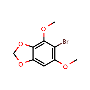 Chemical structure of 5-Bromo-4,6-dimethoxybenzo[d][1,3]dioxole , CAS 2169908-22-7, AChemBlock X196212