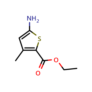 Chemical structure of Ethyl 5-amino-3-methylthiophene-2-carboxylate , CAS 88796-28-5, AChemBlock X196230