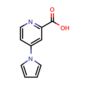 Chemical structure of 4-(1H-Pyrrol-1-yl)pyridine-2-carboxylic acid , CAS 887206-82-8, AChemBlock X196231
