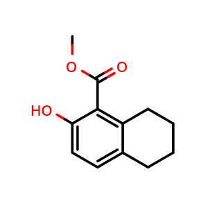 Chemical structure of Methyl 2-hydroxy-5,6,7,8-tetrahydronaphthalene-1-carboxylate , CAS 59604-96-5, AChemBlock X196255