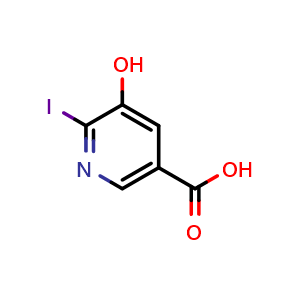 Chemical structure of 5-Hydroxy-6-iodonicotinic acid , CAS 59288-39-0, AChemBlock X196256