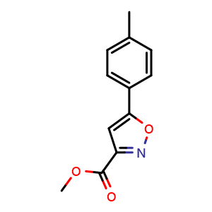Chemical structure of Methyl 5-(4-methylphenyl)isoxazole-3-carboxylate , CAS 517870-14-3, AChemBlock X196266