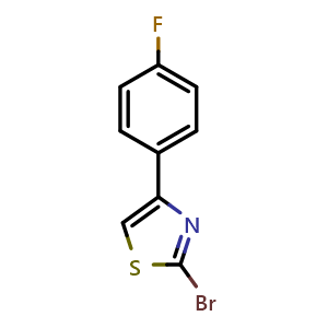 Chemical structure of 2-Bromo-4-(4-fluorophenyl)-1,3-thiazole , CAS 412923-44-5, AChemBlock X196275