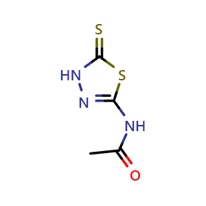 Chemical structure of N-(5-Thioxo-4,5-dihydro-1,3,4-thiadiazol-2-yl)acetamide , CAS 32873-56-6, AChemBlock X196281
