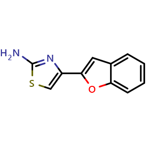 Chemical structure of 4-(Benzofuran-2-yl)thiazol-2-amine , CAS 3084-04-6, AChemBlock X196283