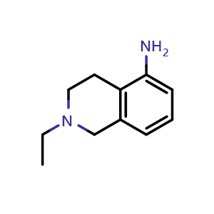 Chemical structure of 2-Ethyl-1,2,3,4-tetrahydroisoquinolin-5-amine , CAS 223700-11-6, AChemBlock X196288