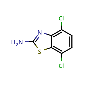 Chemical structure of 4,7-Dichloro-1,3-benzothiazol-2-amine , CAS 1849-70-3, AChemBlock X196294