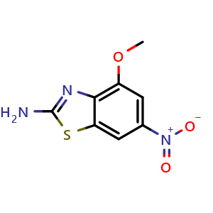Chemical structure of 4-Methoxy-6-nitro-1,3-benzothiazol-2-amine , CAS 16586-52-0, AChemBlock X196298