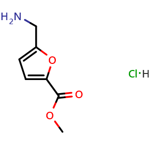 Chemical structure of Methyl 5-(aminomethyl)furan-2-carboxylate hydrochloride , CAS 160938-84-1, AChemBlock X196300