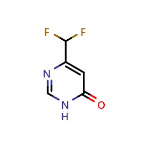 Chemical structure of 6-(Difluoromethyl)pyrimidin-4(3H)-one , CAS 126538-89-4, AChemBlock X196307