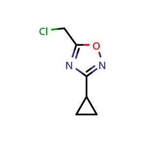Chemical structure of 5-(Chloromethyl)-3-cyclopropyl-1,2,4-oxadiazole , CAS 119223-01-7, AChemBlock X196312
