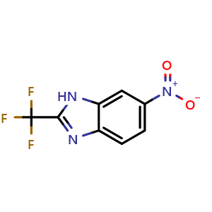 Chemical structure of 6-Nitro-2-(trifluoromethyl)-1H-benzo[d]imidazole , CAS 327-19-5, AChemBlock X196337