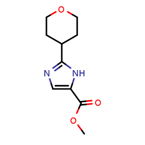 Chemical structure of Methyl 2-(tetrahydro-2H-pyran-4-yl)-1H-imidazole-5-carboxylate , CAS 1250150-10-7, AChemBlock X196346