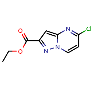 Chemical structure of Ethyl 5-chloropyrazolo[1,5-a]pyrimidine-2-carboxylate , CAS 1363405-21-3, AChemBlock X196349