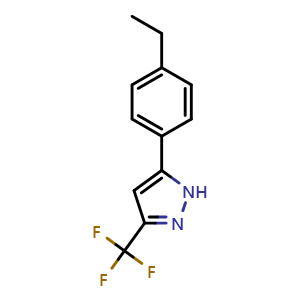 Chemical structure of 5-(4-Ethylphenyl)-3-(trifluoromethyl)-1H-pyrazole , CAS 1037420-88-4, AChemBlock X196354