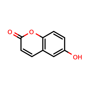 Chemical structure of 6-Hydroxycoumarin , CAS 6093-68-1, AChemBlock X196384