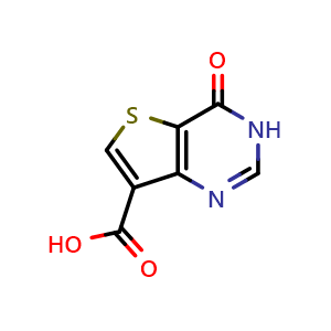 Chemical structure of 4-Oxo-3,4-dihydrothieno[3,2-d]pyrimidine-7-carboxylic acid , CAS 1527518-33-7, AChemBlock X196401