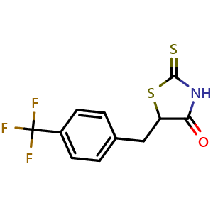 Chemical structure of 2-Thioxo-5-(4-(trifluoromethyl)benzyl)thiazolidin-4-one , CAS 905267-14-3, AChemBlock X196406