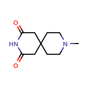 Chemical structure of 9-Methyl-3,9-diazaspiro[5.5]undecane-2,4-dione , CAS 1342231-45-1, AChemBlock X196439
