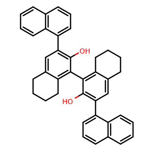Chemical structure of (R)-3,3'-Bis(1-naphthyl)-5,5',6,6',7,7',8,8'-octahydro-1,1'-bi-2,2'-naphthol , CAS 1205537-79-6, AChemBlock X196454