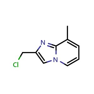 Chemical structure of 2-(Chloromethyl)-8-methylimidazo[1,2-a]pyridine , CAS 182181-42-6, AChemBlock X196476