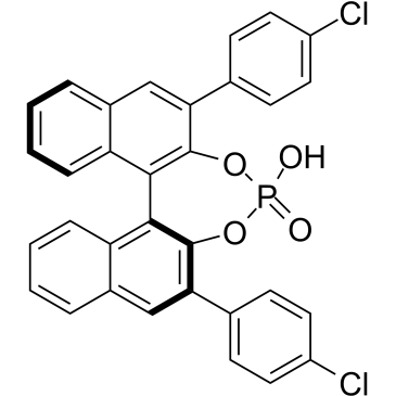 Chemical structure of (11bS)-2,6-Bis(4-chlorophenyl)-4-hydroxydinaphtho[2,1-d:1',2'-f][1,3,2]dioxaphosphepine 4-oxide , CAS 1945966-28-8, AChemBlock X196513