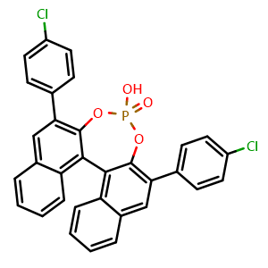 Chemical structure of (11bR)-2,6-Bis(4-chlorophenyl)-4-hydroxydinaphtho[2,1-d:1',2'-f][1,3,2]dioxaphosphepine 4-oxide , CAS 922711-71-5, AChemBlock X196514